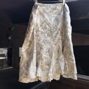 Coldwater Creek Gold/Ivory Gore/Ruffle Skirt.18211